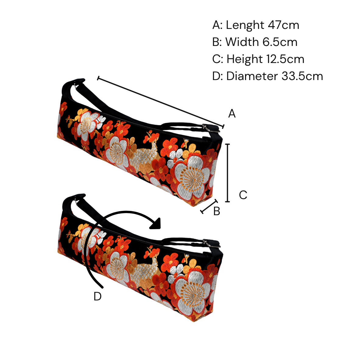 Kimono Obi Silk Flute Bag – Plum Blossom