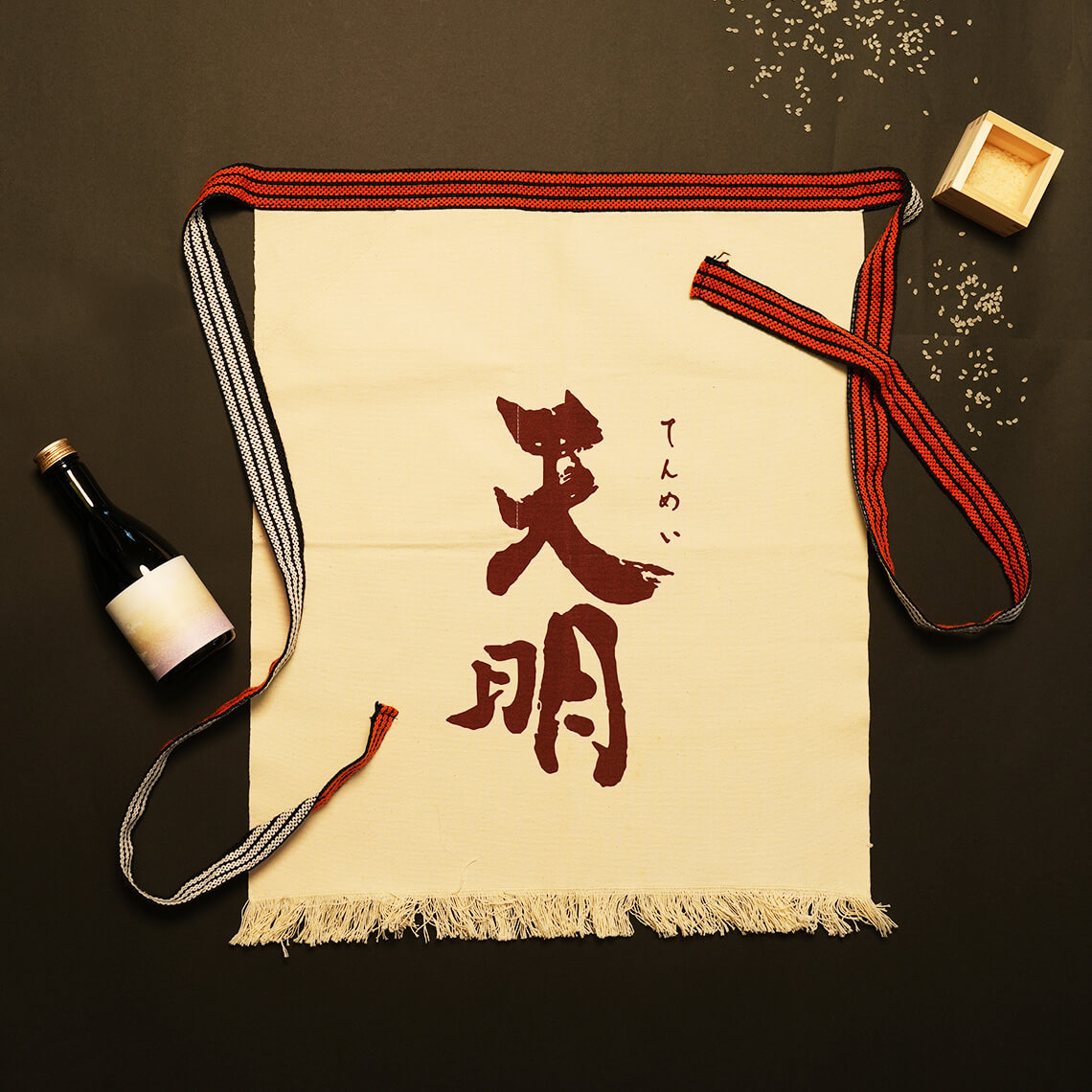 Akebono Shuzo Brewery Apron — “Tenmei” (White)
