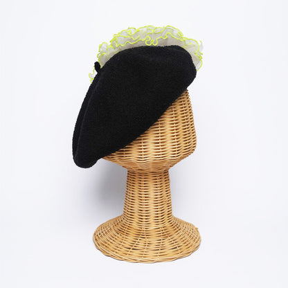 Black Neon Tulle Beret