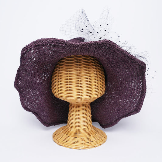 Purple Bloom Raffia Hat