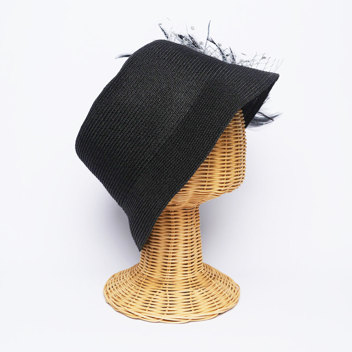 Black Feather & Tulle Hat